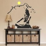 Decals Design 'Lord Shiva Meditating on Kailash Mountain' Wall Sticker (PVC Vinyl, 60 cm x 90 cm, Black)