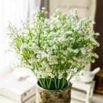 SATYAM KRAFT 5 Pcs Artificial Baby’s Breath Flowers (Gypsophila) Bouquet for Gift Home Decor, DIY Craft, Party, Balcony, Vase, Wedding Decoration – White (15 x 34 cm, Without Vase)