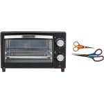 AGARO 33266 9L Oven Toaster Grill, Black+AGARO Alpha Double Set Scissor -8.5/5.5 inch - 2.3mm/1.5 mm, Black & Silver, Medium