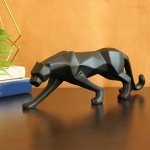 TIED RIBBONS Modern Geometrical Black Panther Jaguar Sculpture Action Showpiece Animal Figurines Decorative Item for Home Dcor Living Room Bedroom Table Top Decoration(10.1 Cm X 26.6 Cm),Resin