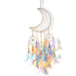 DULI Stainless Steel Moon Shape Dream Catcher Half Moon Home Decor Wall Hanging Bedroom Best for Gifts and Decoration, Wall Art for Bedrooms, Home Wall(CrescentMoonDC: PastelMulti)