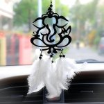 SHOPLIX Acrylic Dream Catcher Car Hanging – Handmade Rear View Mirror Ornament with Soft Feathers | Boho Car Interior Decor for Positive Energy & Protection | Aesthetic Home & Car Gift (Ganesh)