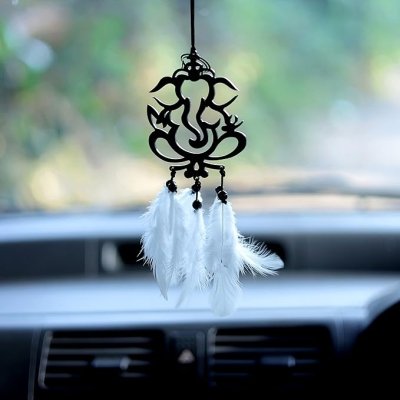 MH Villa Car Hanging Accessories Interior - Elegant Dream Catcher for Car - Charm for Auto Decor - Stylish Handmade Ornament for Rear View Mirror Decoration - Ganesh