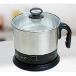 SOLARA Multipurpose Electric Kettle 1.5 Litre, 600 Watts, Stainless Steel Body with Glass Lid, 3 Boiling Modes, for Hot Water, Milk, Tea, Coffee, Cooking Oats, Noodles, Soup, Egg Boiler Machine-Black