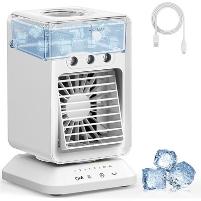 HIFRESH Mini Cooler for Room with 90° Rotate, 4H Timer, 3-Level Mist, 300ml Ice Chamber, USB Compatible 3-In-1 Mini Air Cooler for Room Cooling, 3 Speeds, Personal Small AC for Home, Kitchen, Office