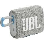 JBL Go 3 Eco with eco-Friendly Recycled Materials and Packaging, Wireless Portable Bluetooth Speaker, Pro Sound, Vibrant Colors with Rugged Fabric Design, Waterproof, Type C (Without Mic, White)