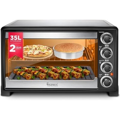 Warmex Mom's Bliss 35 Liters Otg Oven Toaster Griller, Bake, Broil, Toast, Convection, Rotisserie & Glass Door Window with Variable Heating Mode (Black - MB35L, 1600 Watt)