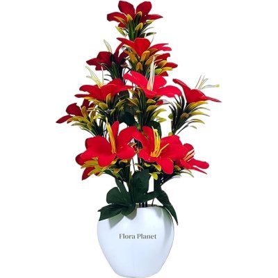 Flora Planet Artificial Plants for Home Decor & Office Decoration 1 Big Size Artificial Flowers Pot with vase, Artificial Flowers for Decoration (34cm Height),Plastic,Multicolor