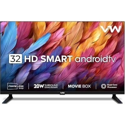 VW 80 cm (32 inches) Frameless Series HD Ready Android Smart LED TV VW32S (Black
