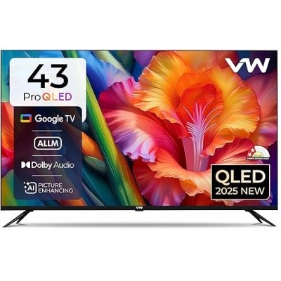 VW 109 cm (43 inches) Pro Series 4K Ultra HD Smart QLED Google TV VW43GQ1 (Black)