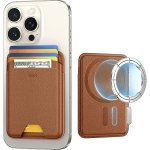 ESR for MagSafe Wallet, 5-Card Holder, iPhone Wallet with 3,200 g Magnetic Strength, Vegan Leather, Magnetic Card Case for iPhone, for iPhone SE4/16/15/14/13/12 Series, Not for 13 Mini, Brown