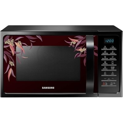 Samsung 28 L Convection Microwave Oven (MC28H5025VR, Black with Pattern(Delight Red), slimfry)