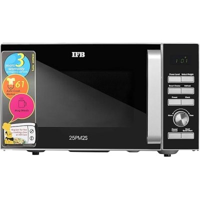 IFB 25 L Solo Microwave Oven (25PM2S, Anti Rust Stainless Steel Cavity With 61 Auto Cook Menus, Multi Stage Cooking, Auto Defrost, Silver)