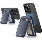 ESR Magnetic Wallet, Compatible with MagSafe, for iPhone with Adjustable Stand, for iPhone 15/14/13/12, 3 Card Holder, Vegan Leather, Dark Blue