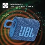 JBL Go 3 Eco with eco-Friendly Recycled Materials and Packaging, Wireless Portable Bluetooth Speaker, Pro Sound, Vibrant Colors with Rugged Fabric Design, Waterproof, Type C (Without Mic, Blue)