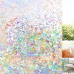 LUTE Rainbow Window Film, 3D Decorative Vinyl, UV Blocking, Static Cling, Multicolor (17.5" x 78.7")