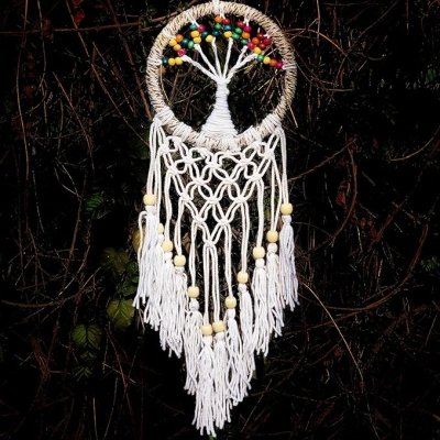 THE URBAN ARTISTIC Tree Dream Catcher - Handcrafted Wall Hanging Decor for Positive Energy and Peaceful Dreams Set of 1(Multi Beads) Size - 14/40 cm