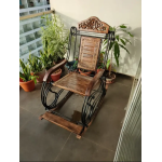 Giftoshopee Wooden & Iron Rocking Chair ,Garden Rocking Chair Solid Wood 1 Seater Rocking Chairs  (Finish Color - BROWN, DIY(Do-It-Yourself))